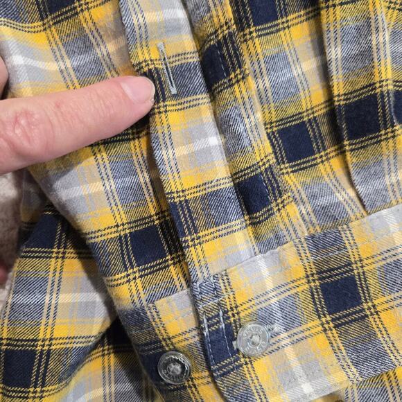 Orvis Active Fit Men's XL Long Sleeve Button-down Flannel Shirt Yellow Plaid - Picture 7 of 13